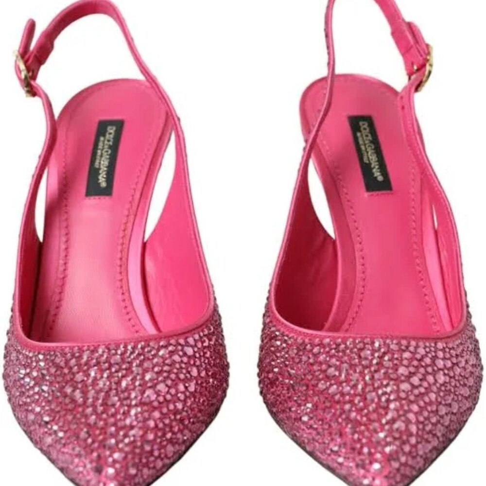 DG Pink Slingbacks Crystal pumps shoes